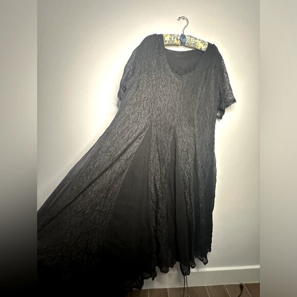 Herstyle unique Black Boho whimsigoth gothcore gothic lace layered dress size 1X - Picture 3 of 10